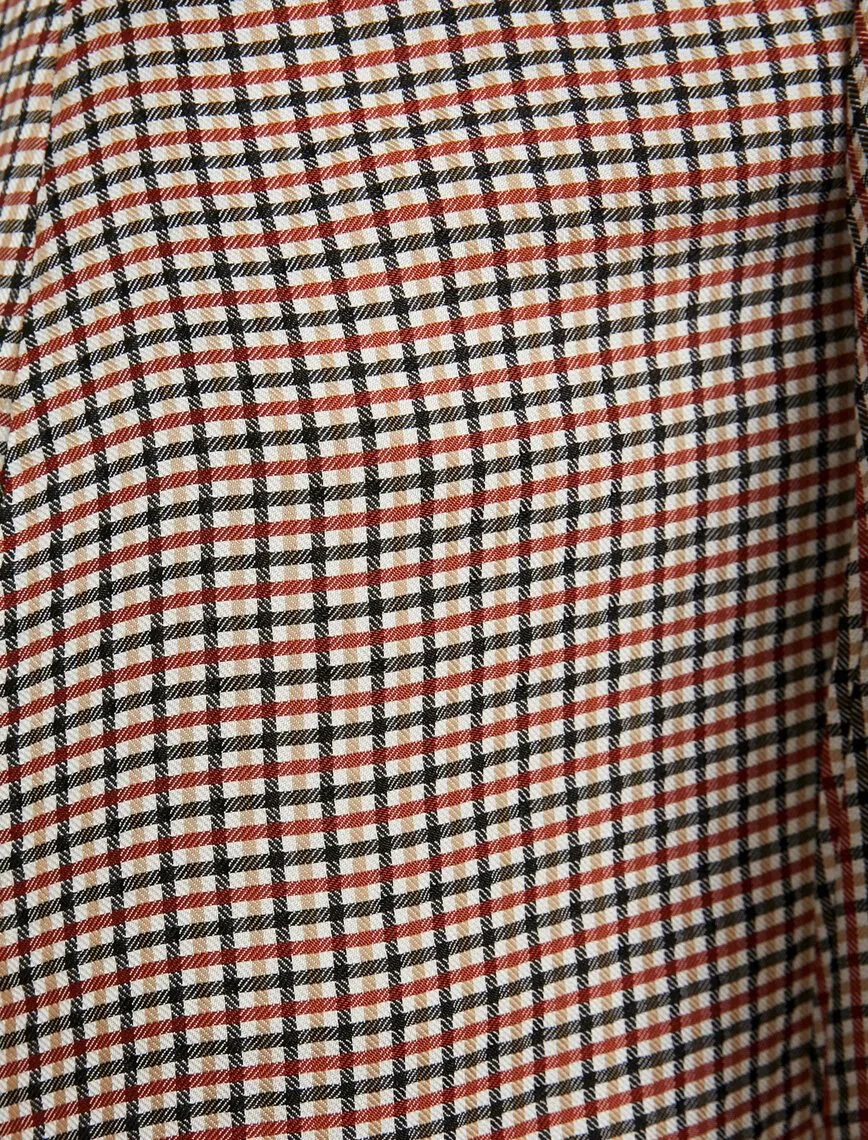 12306 Red Check Midi Skirt