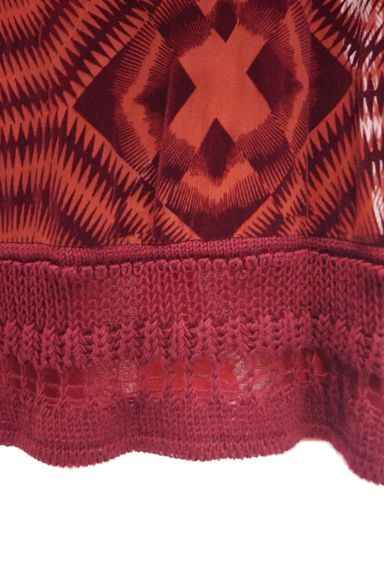 1990s Jean Paul Gaultier Sheer Silk Devore Red Velvet & Knit Dress / Tunic