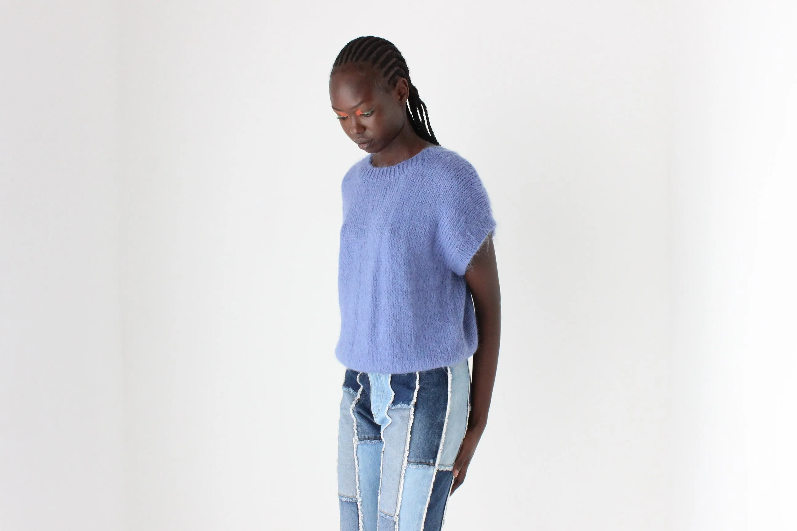 80s Textured Fluffy Mohair Knit Sweater Tee
