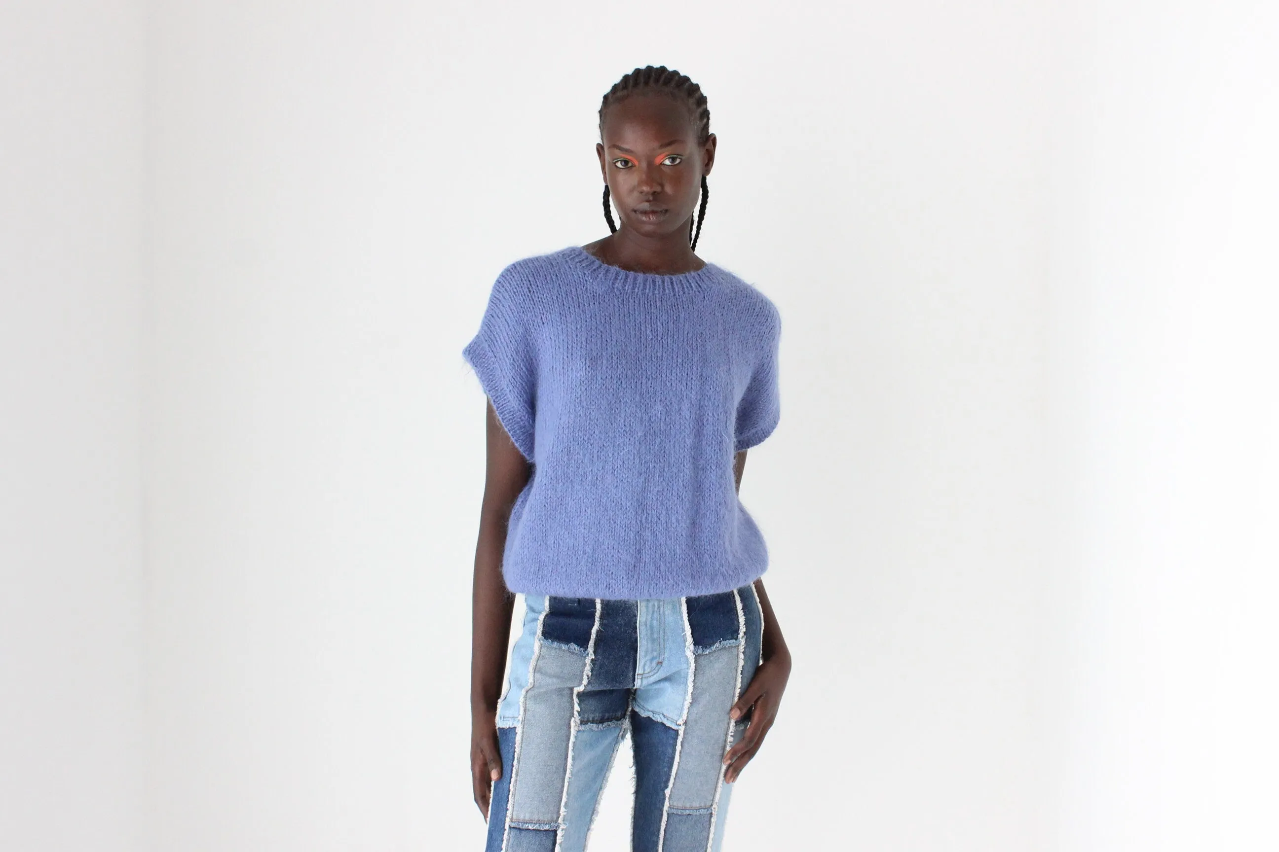 80s Textured Fluffy Mohair Knit Sweater Tee