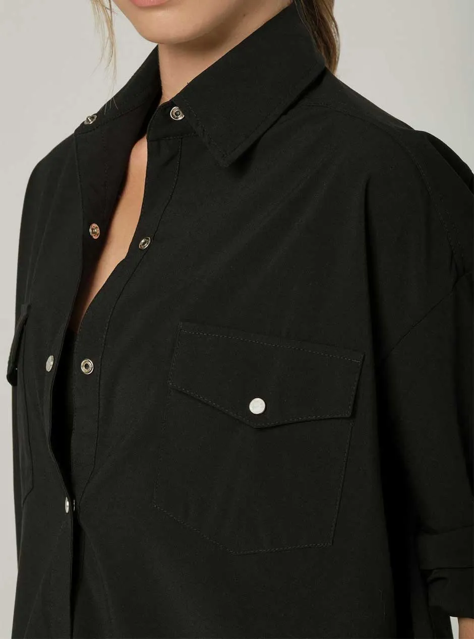 925 Fit Women's Wild West Long Sleeve Button Down Shirt - Black