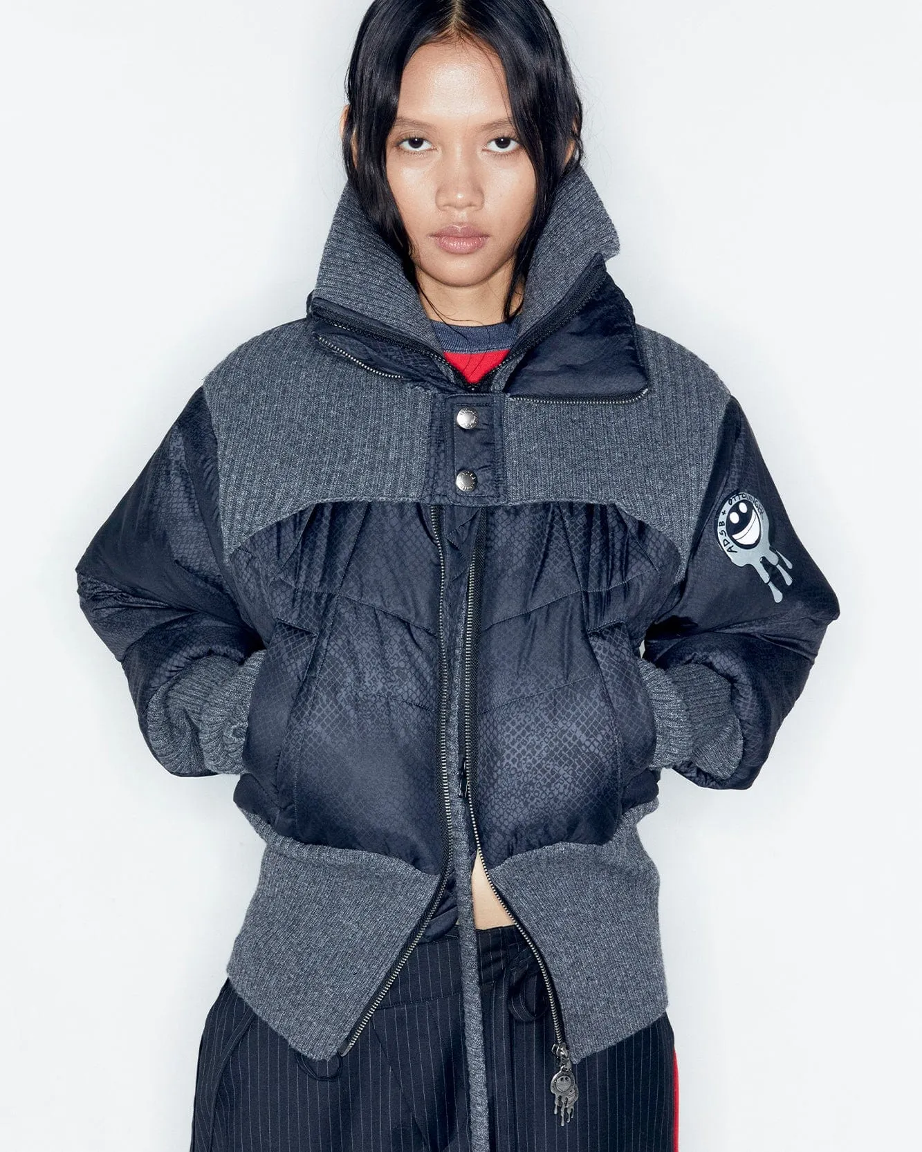 ADSB X OTTOLINGER RIB POINT PUFFER JACKET awa669w(CHARCOAL)