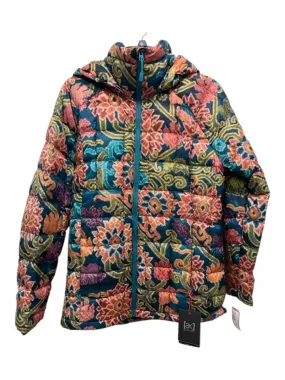 AK Burton Size Medium Teal & Multi Nylon Down Fill Abstract Floral Puffer Jacket