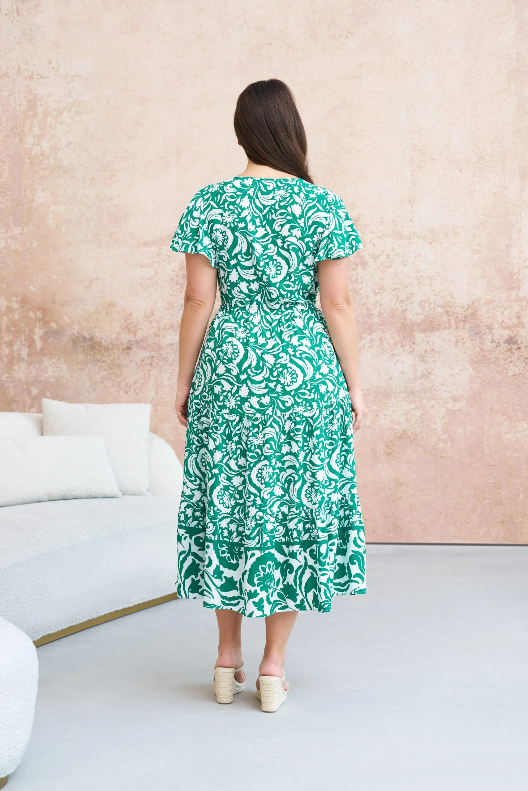 Alysha Midi Dress Green Print