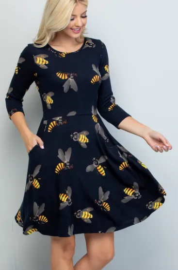 Bee Print Sweater Dress