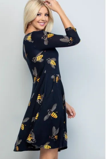 Bee Print Sweater Dress