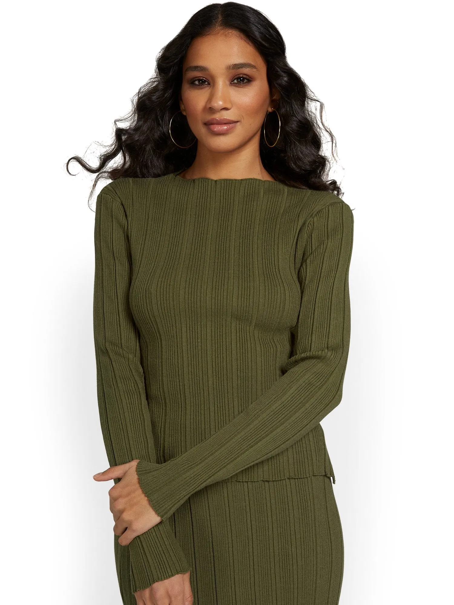 Beige Botany 2-Piece Ribbed Knit Open-Back Top & Maxi Skirt Set - Brands We Love