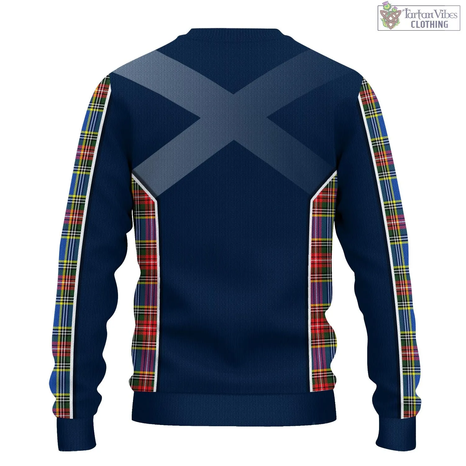 Bethune Tartan Knitted Sweatshirt with Family Crest and Scottish Thistle Vibes Sport Style