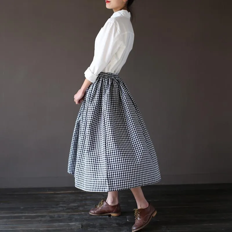 Black and White Plaid Vintage Skirt