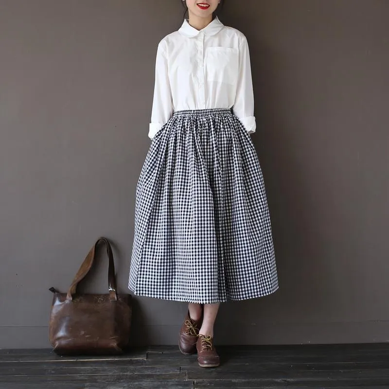 Black and White Plaid Vintage Skirt