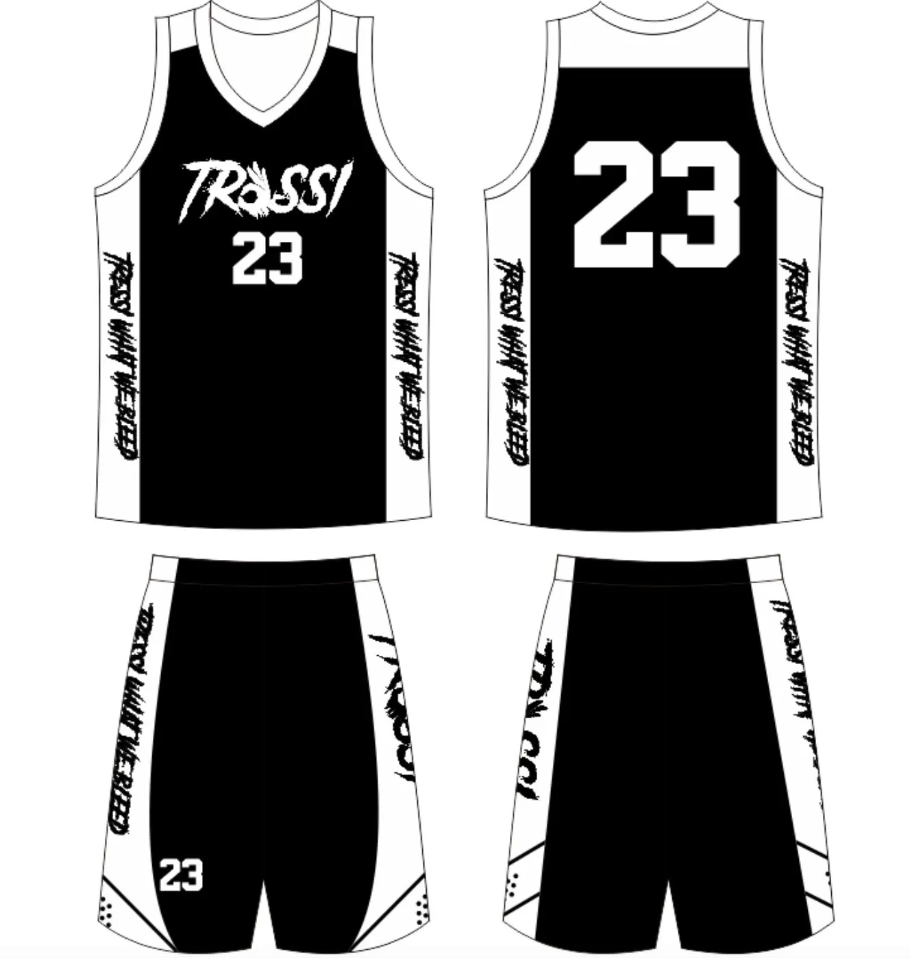 Black White Custom Basketball Team Uniforms Vendor
