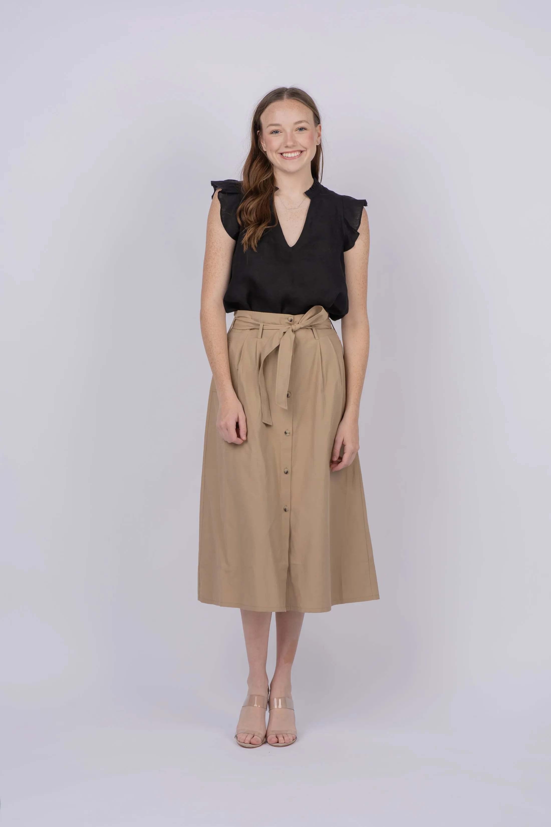 Brochu Walker Teagan Belted Skirt in Sahara