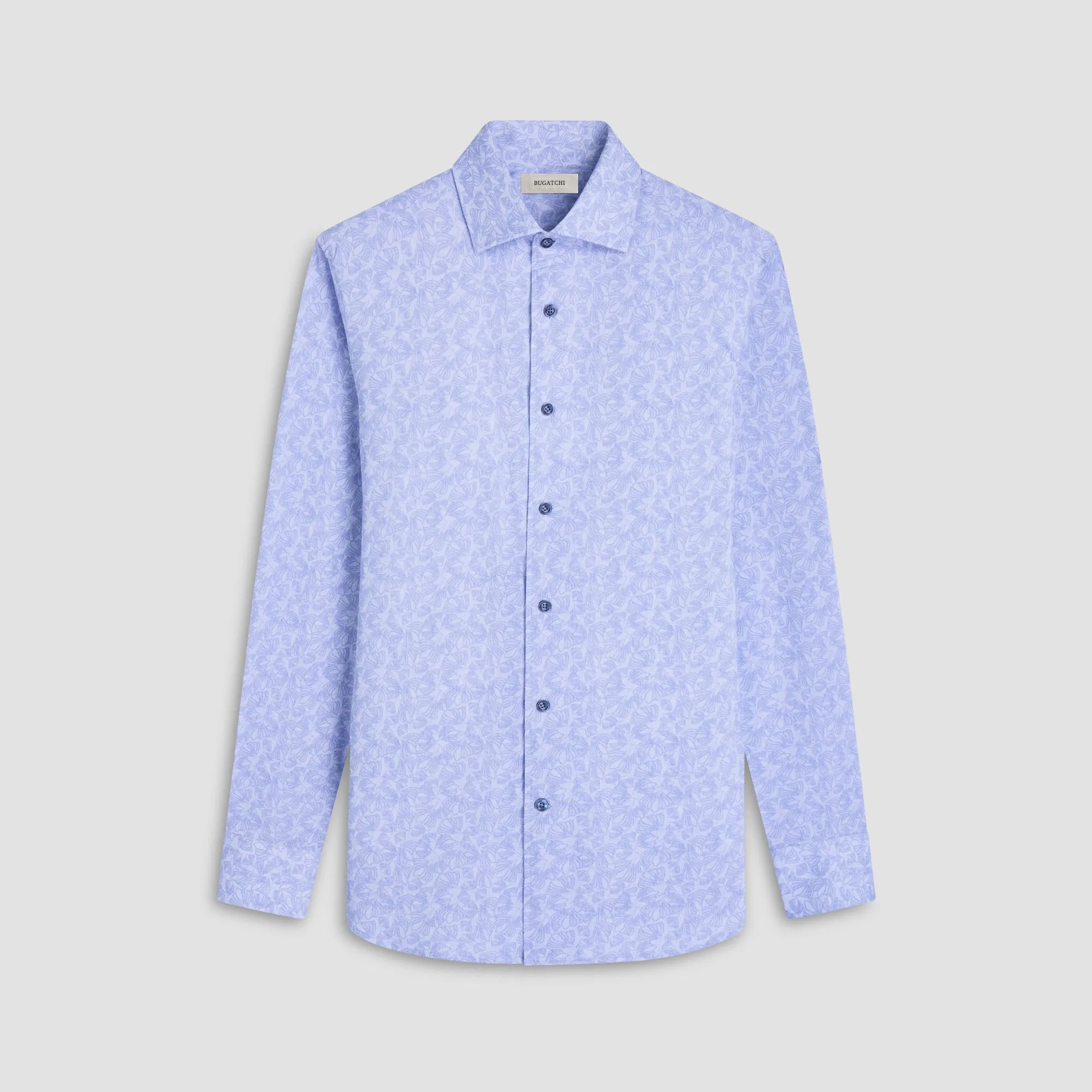 Bugatchi Men's Long Sleeve Dress Shirt – Floral Air Blue OoohCotton®