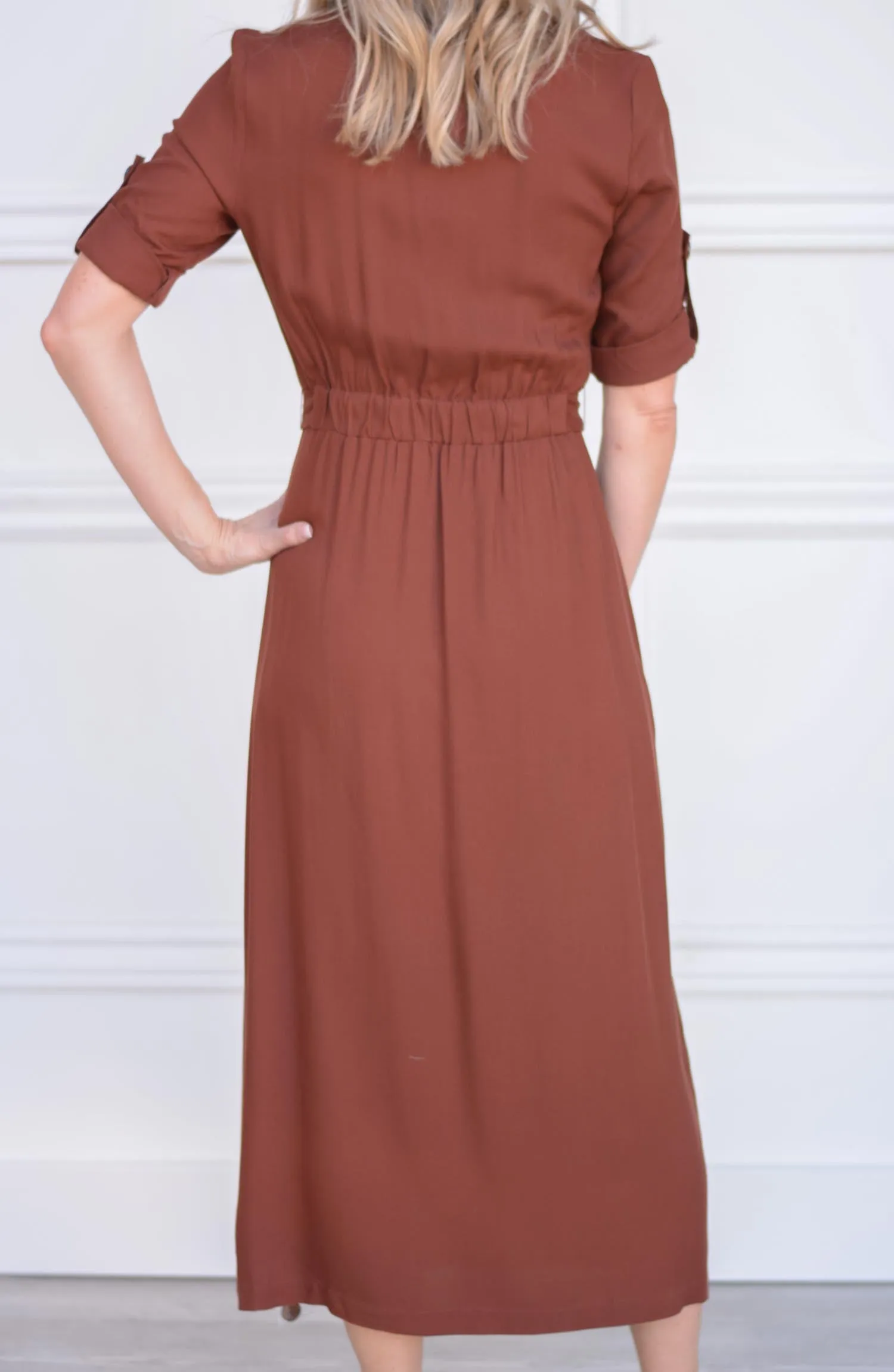 Button Up Your Story Midi Dress