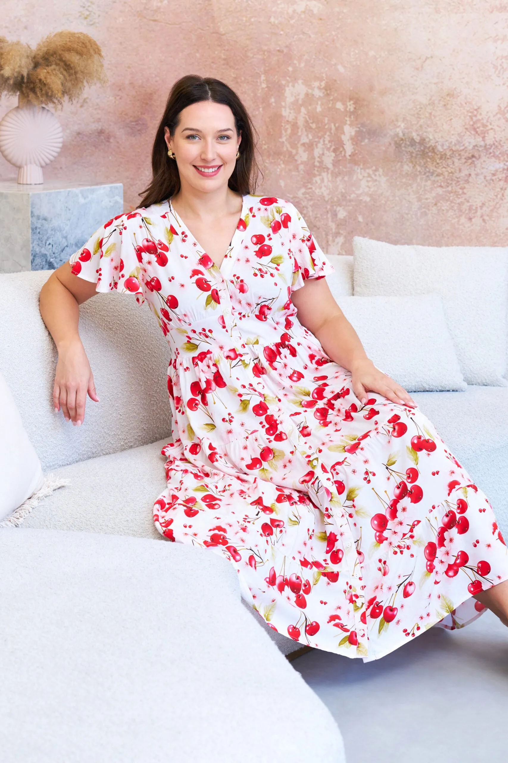 Cherry Midi Dress Cherry Blossom