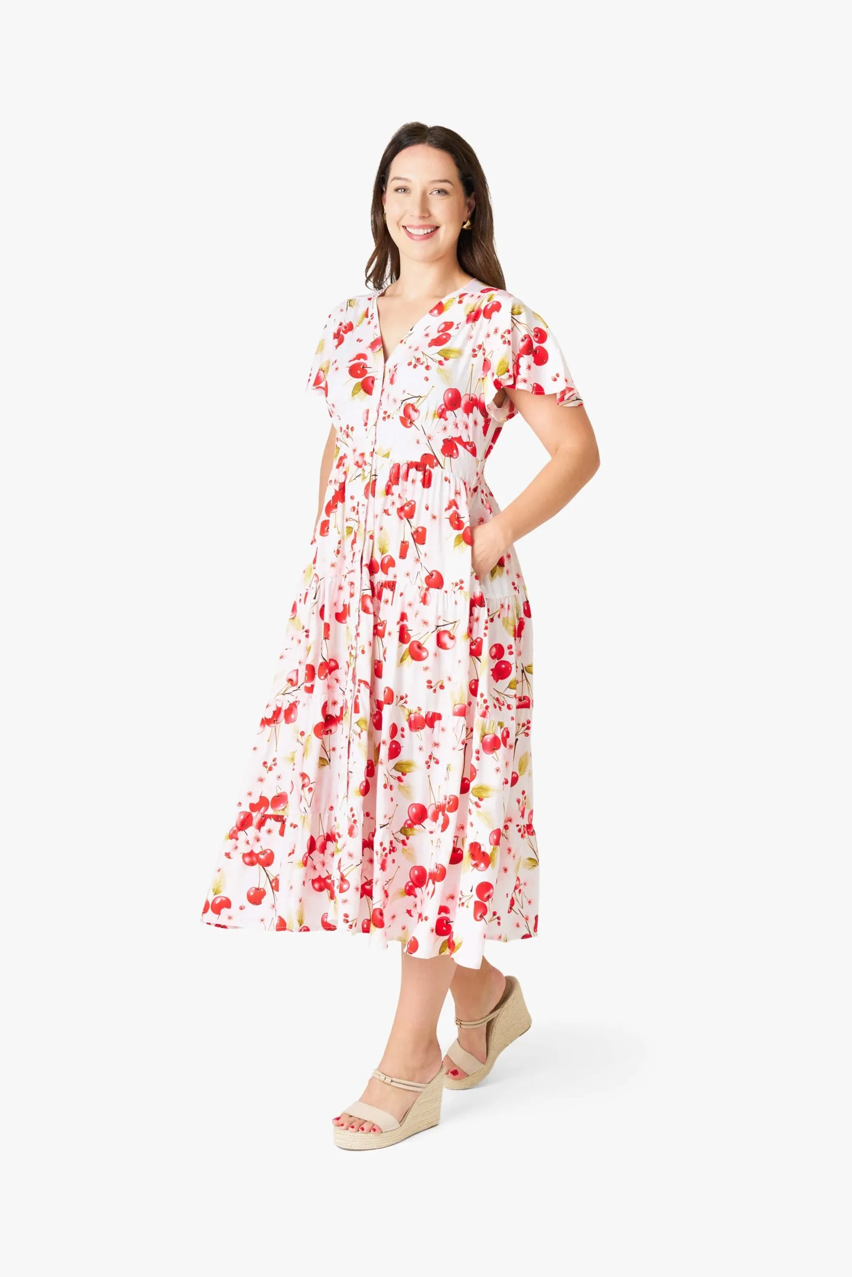 Cherry Midi Dress Cherry Blossom