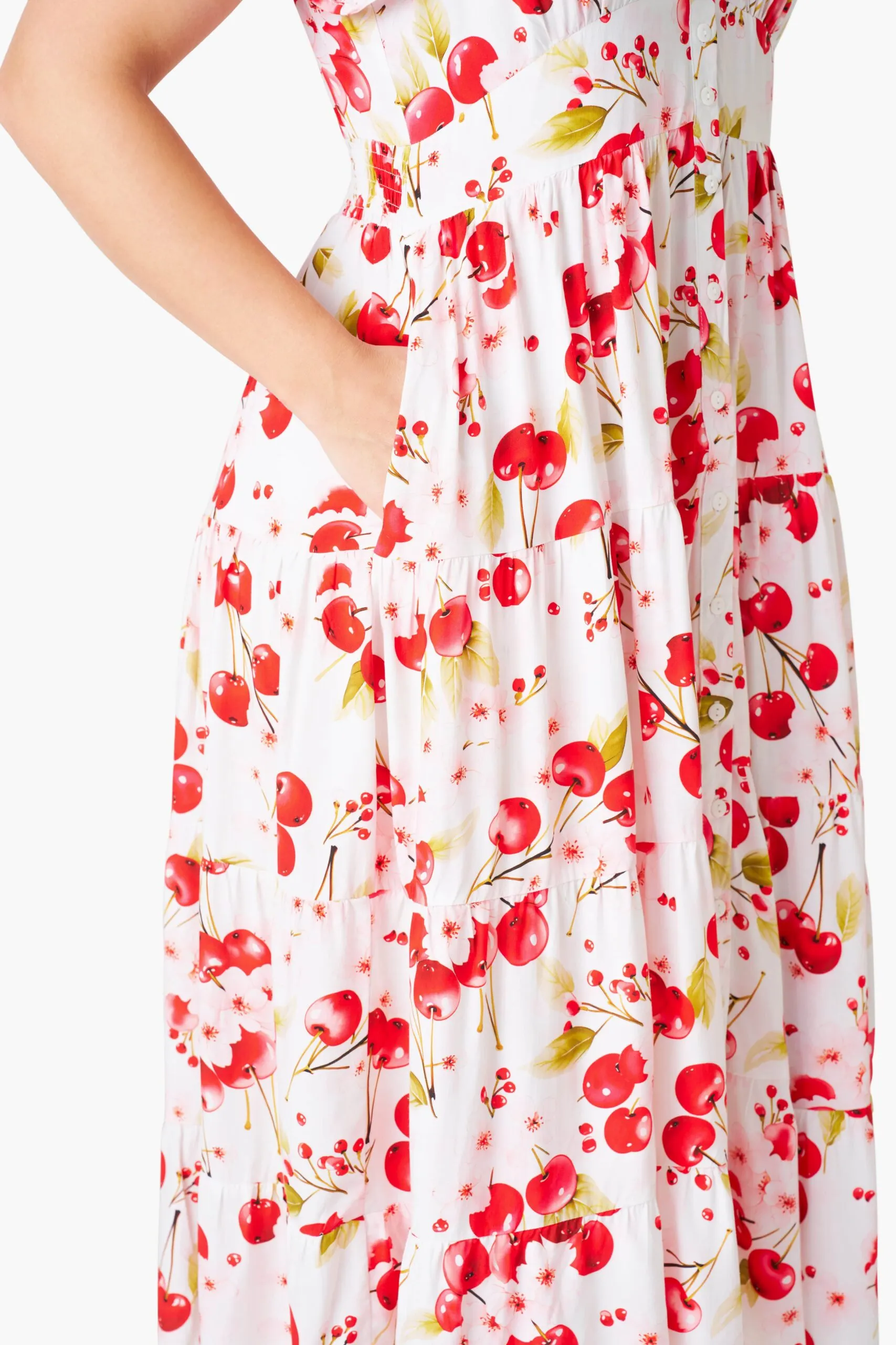 Cherry Midi Dress Cherry Blossom