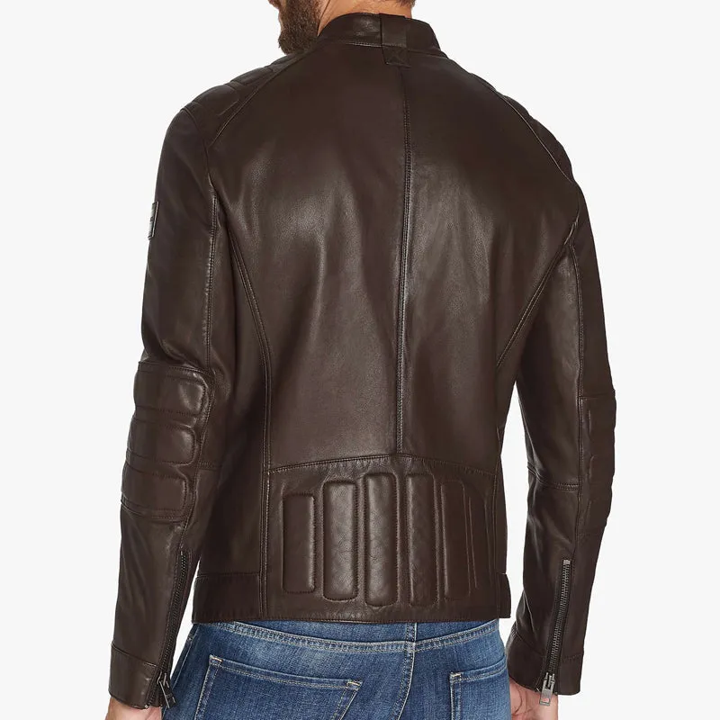 Chocolate Brown Biker Jacket For Men