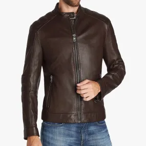 Chocolate Brown Biker Jacket For Men