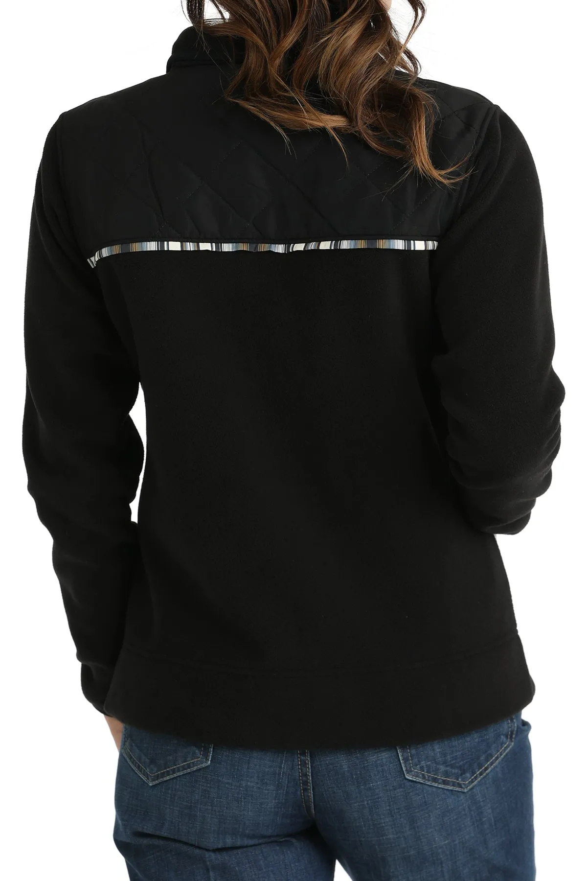 Cinch Ladies Black Polar Fleece Full-zip Jacket with Quilted Yokes