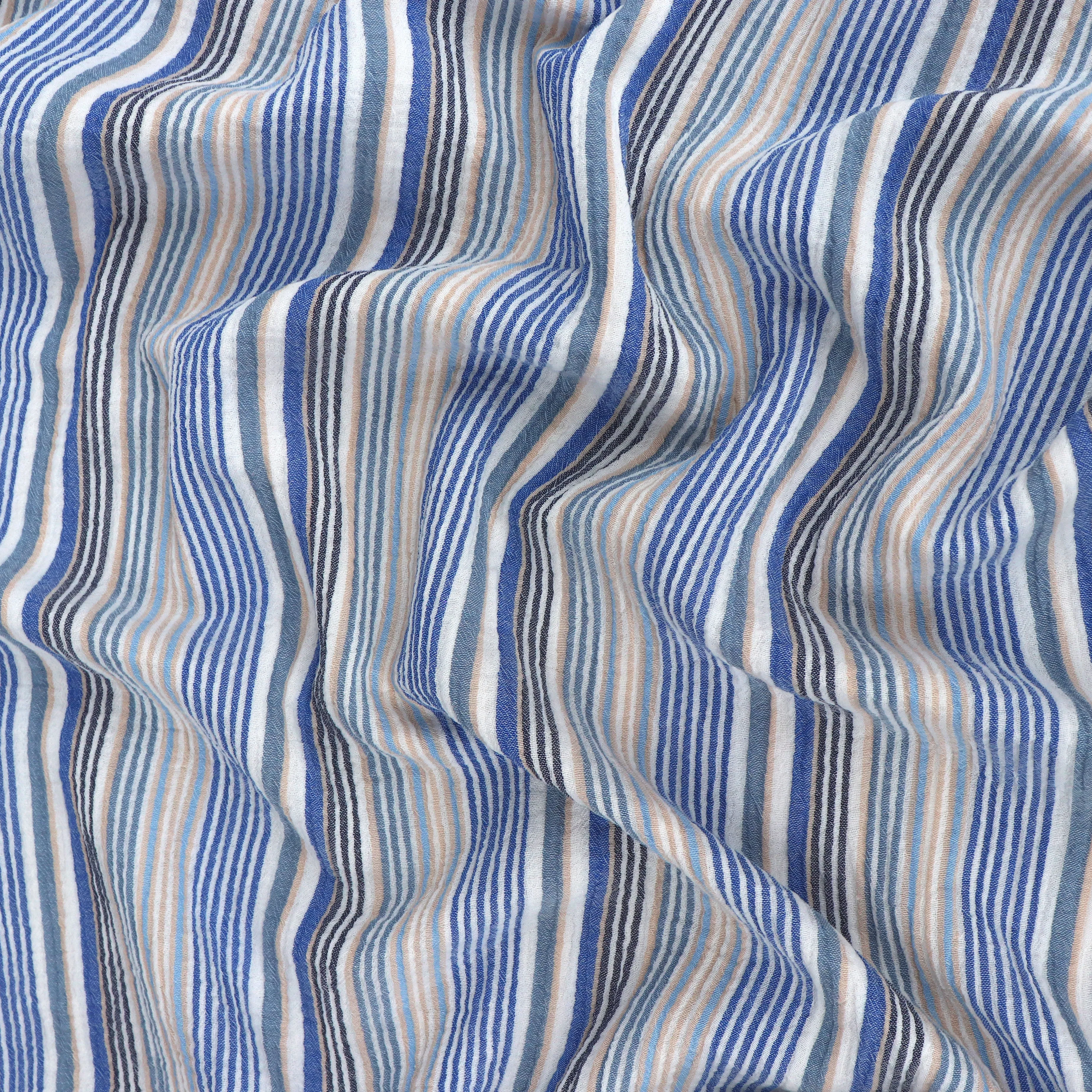 Cotton Double Gauze - Stripe - Blues - SALE
