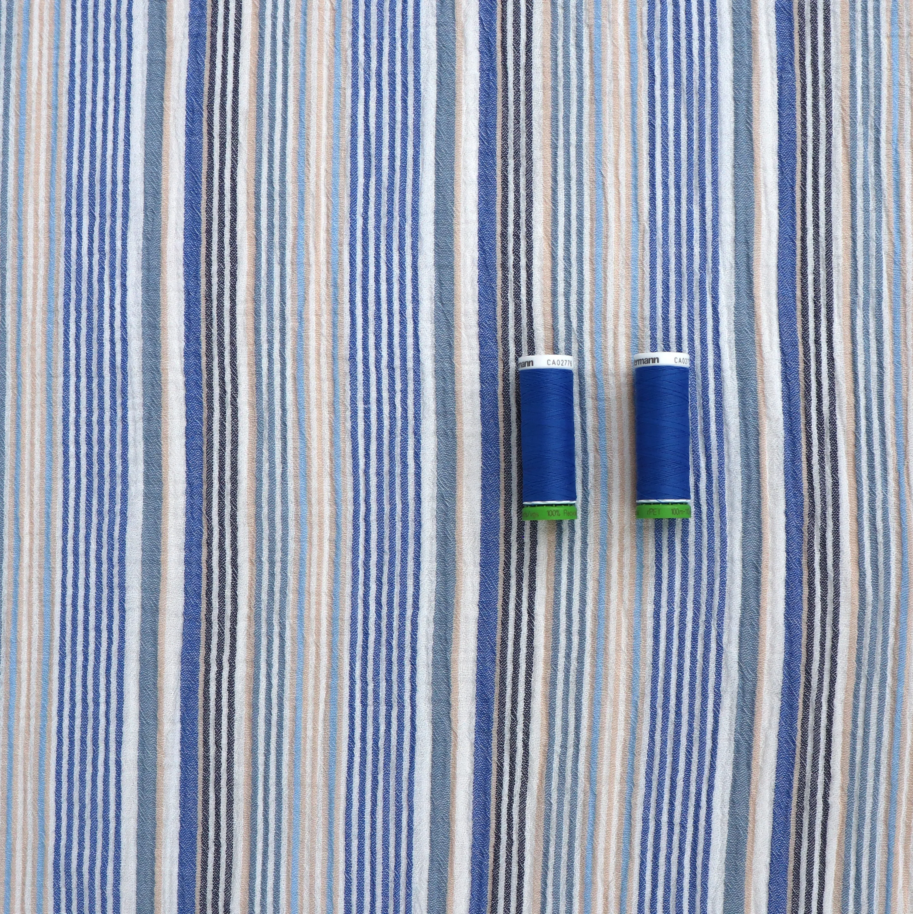Cotton Double Gauze - Stripe - Blues - SALE