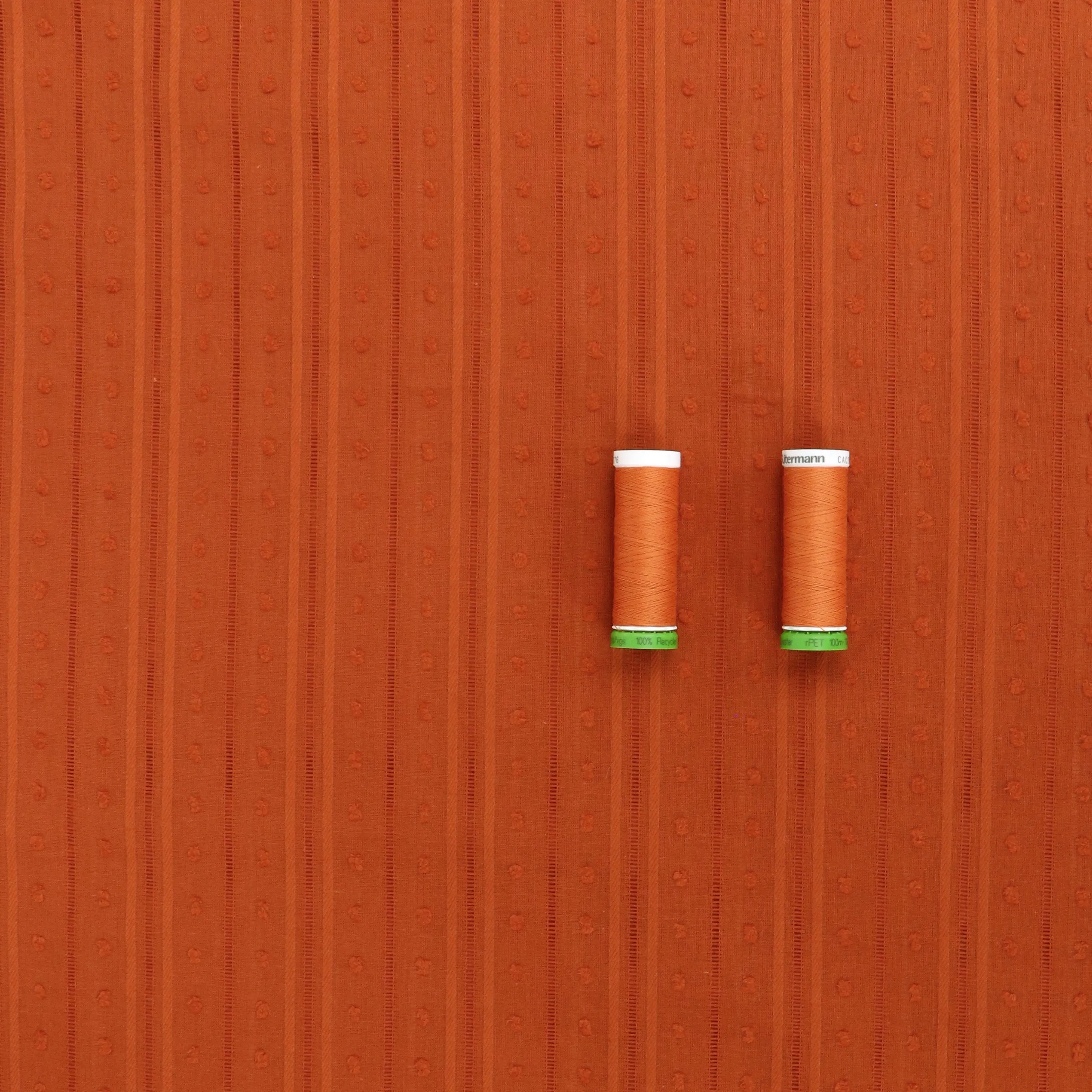 Cotton Voile - Dobby Stripe - Rust Orange
