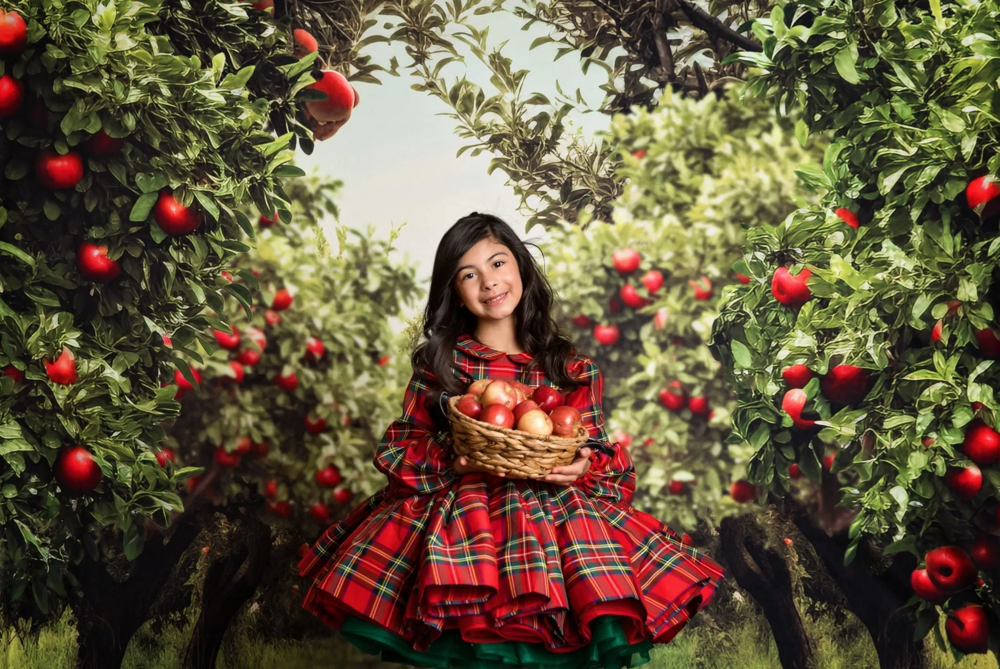 Couture gown rental: "Darling Plaid" Red Vintage Dress Sleeve ( 5 Year - Petite 6 Year)