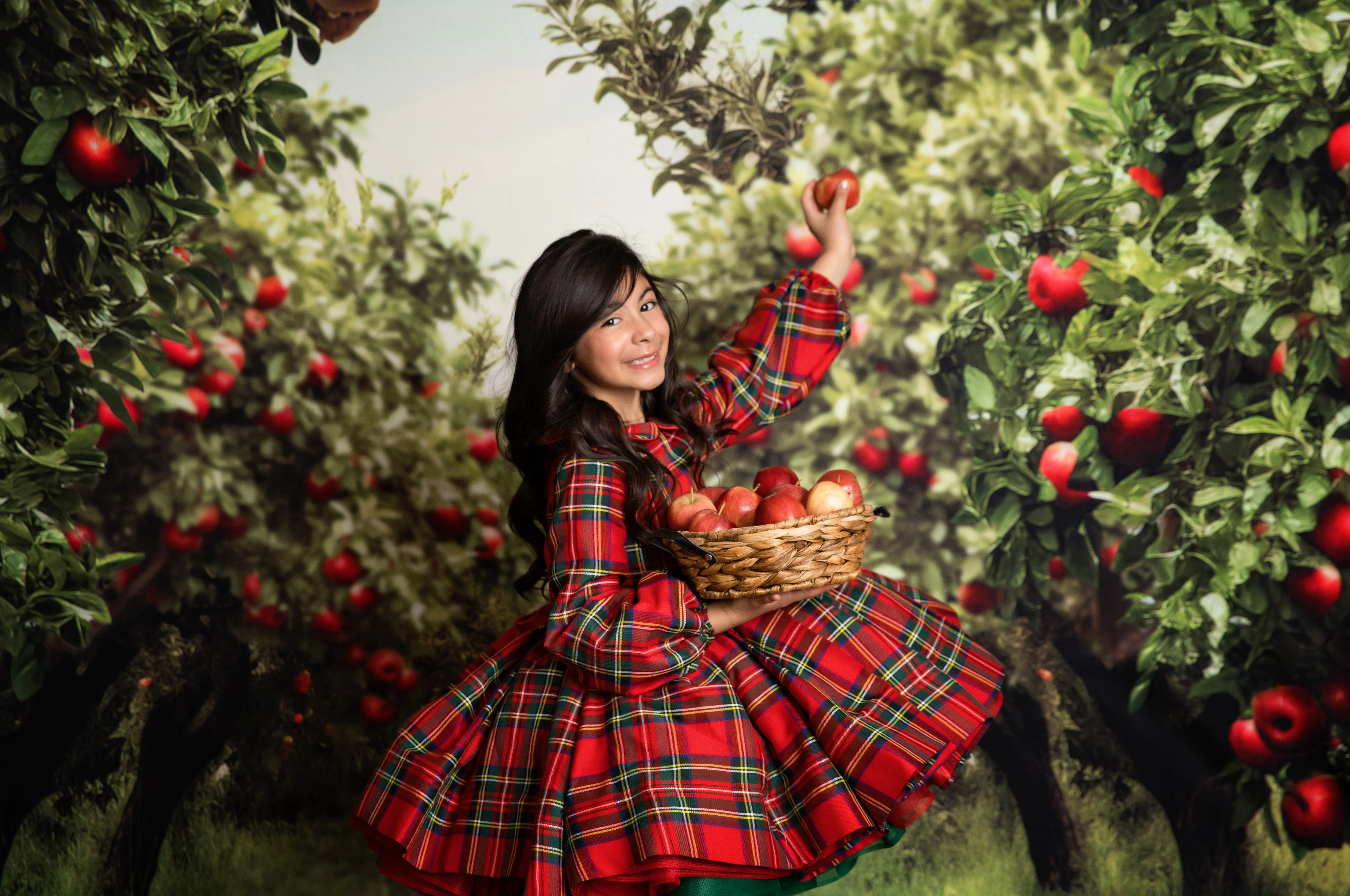 Couture gown rental: "Darling Plaid" Red Vintage Dress Sleeve ( 5 Year - Petite 6 Year)