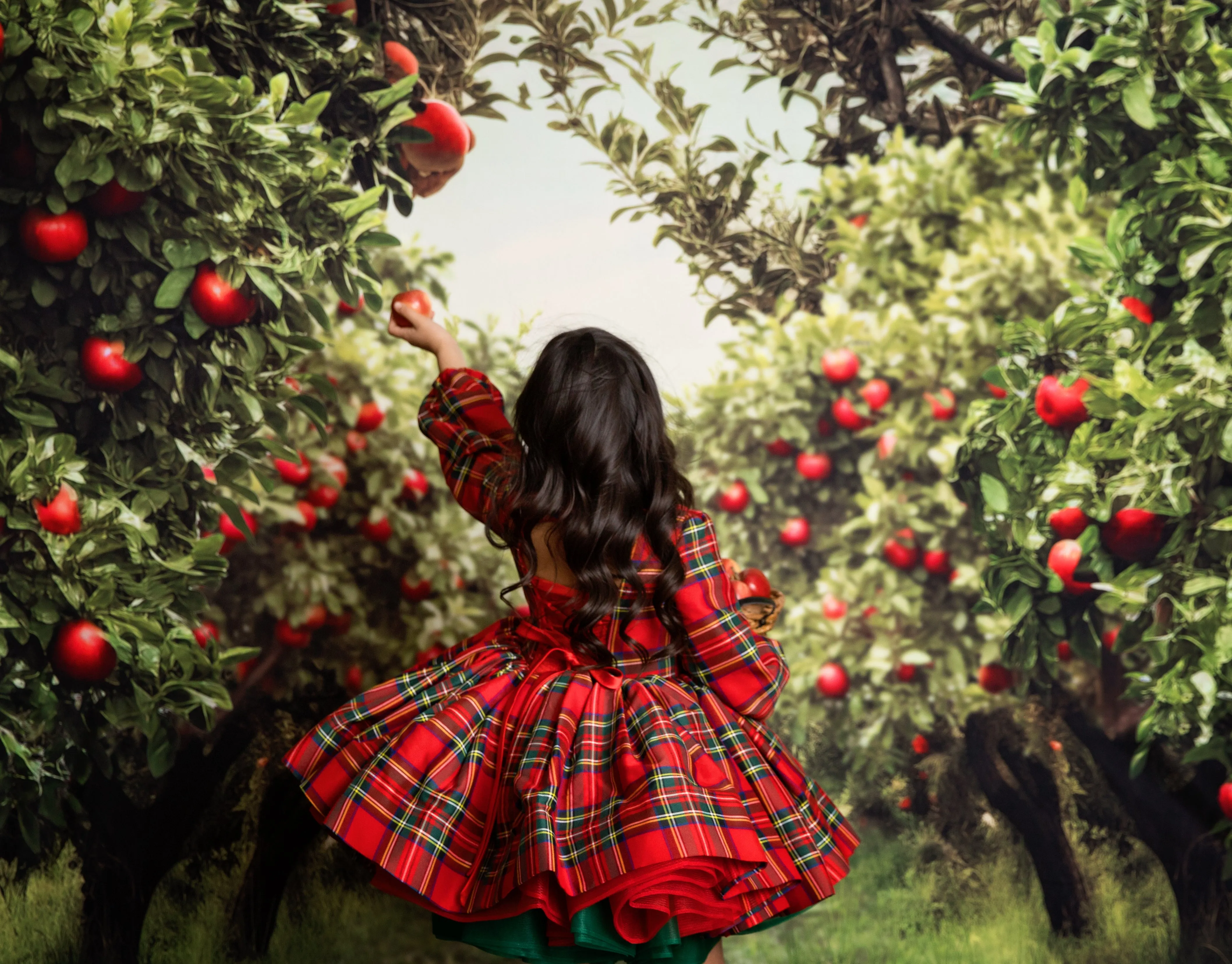Couture gown rental: "Darling Plaid" Red Vintage Dress Sleeve ( 5 Year - Petite 6 Year)