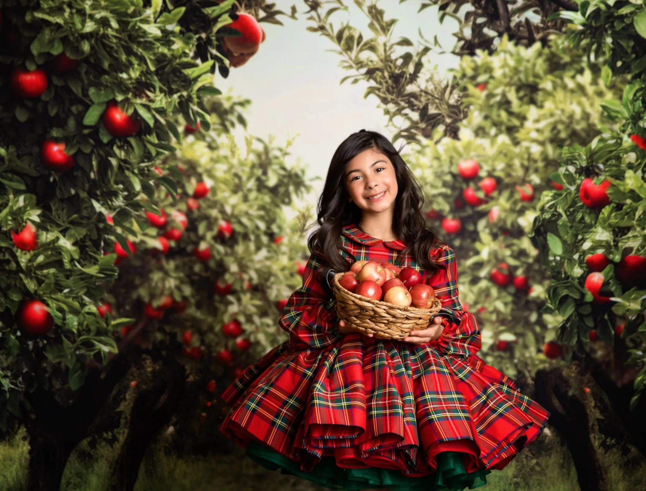 Couture gown rental: "Darling Plaid" Red Vintage Dress Sleeve ( 5 Year - Petite 6 Year)
