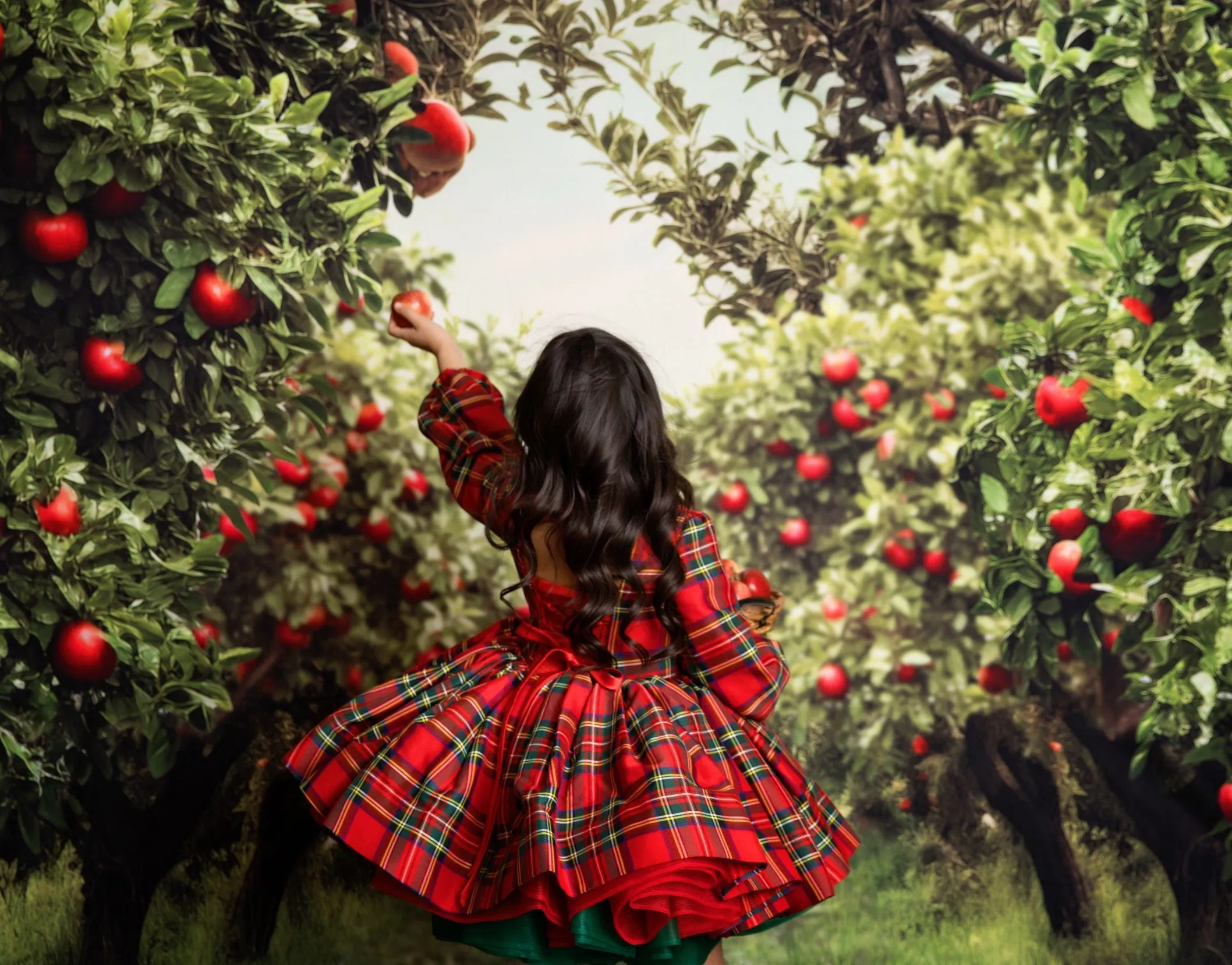 Couture gown rental: "Darling Plaid" Red Vintage Dress Sleeve ( 5 Year - Petite 6 Year)