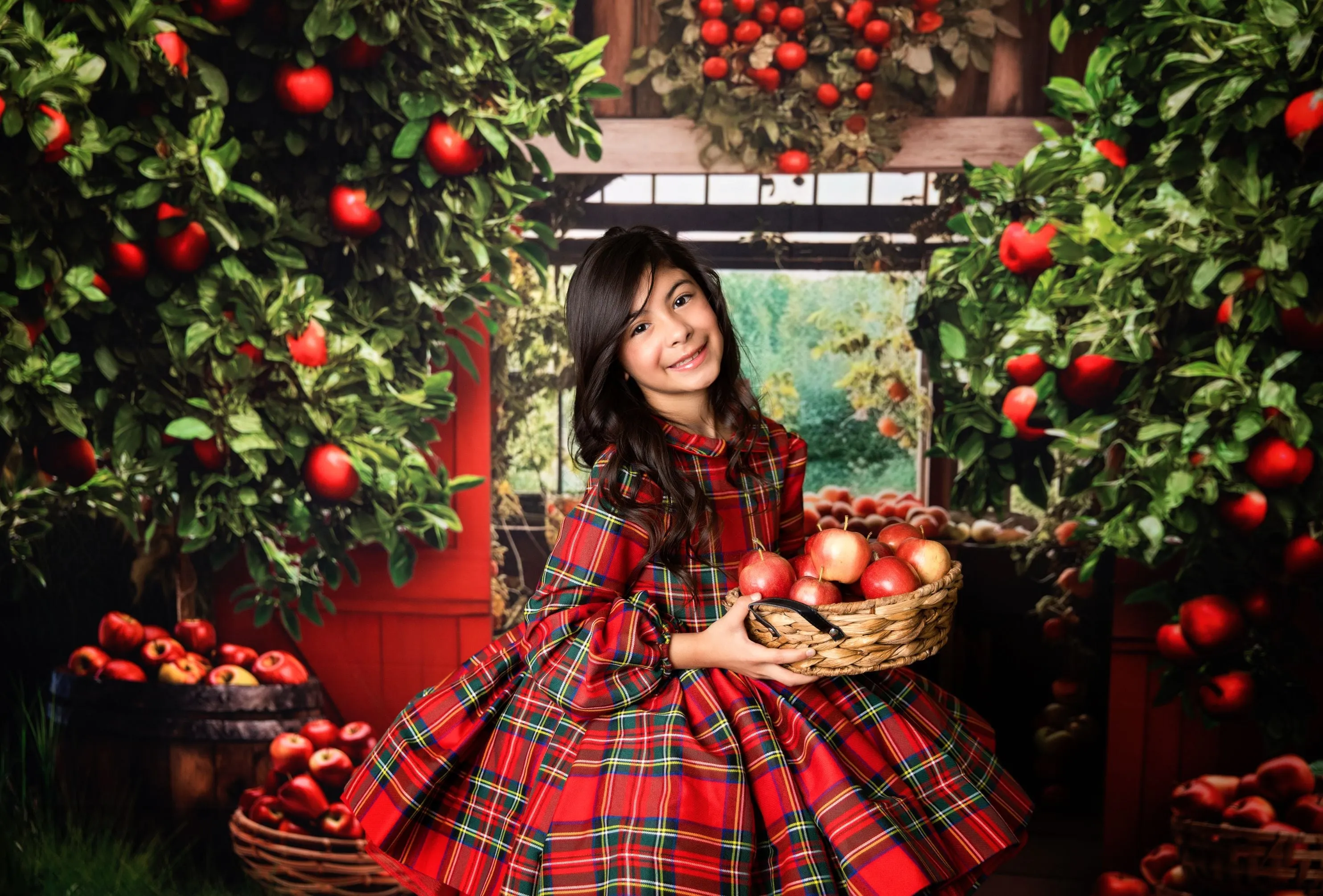 Couture gown rental: "Darling Plaid" Red Vintage Dress Sleeve ( 5 Year - Petite 6 Year)