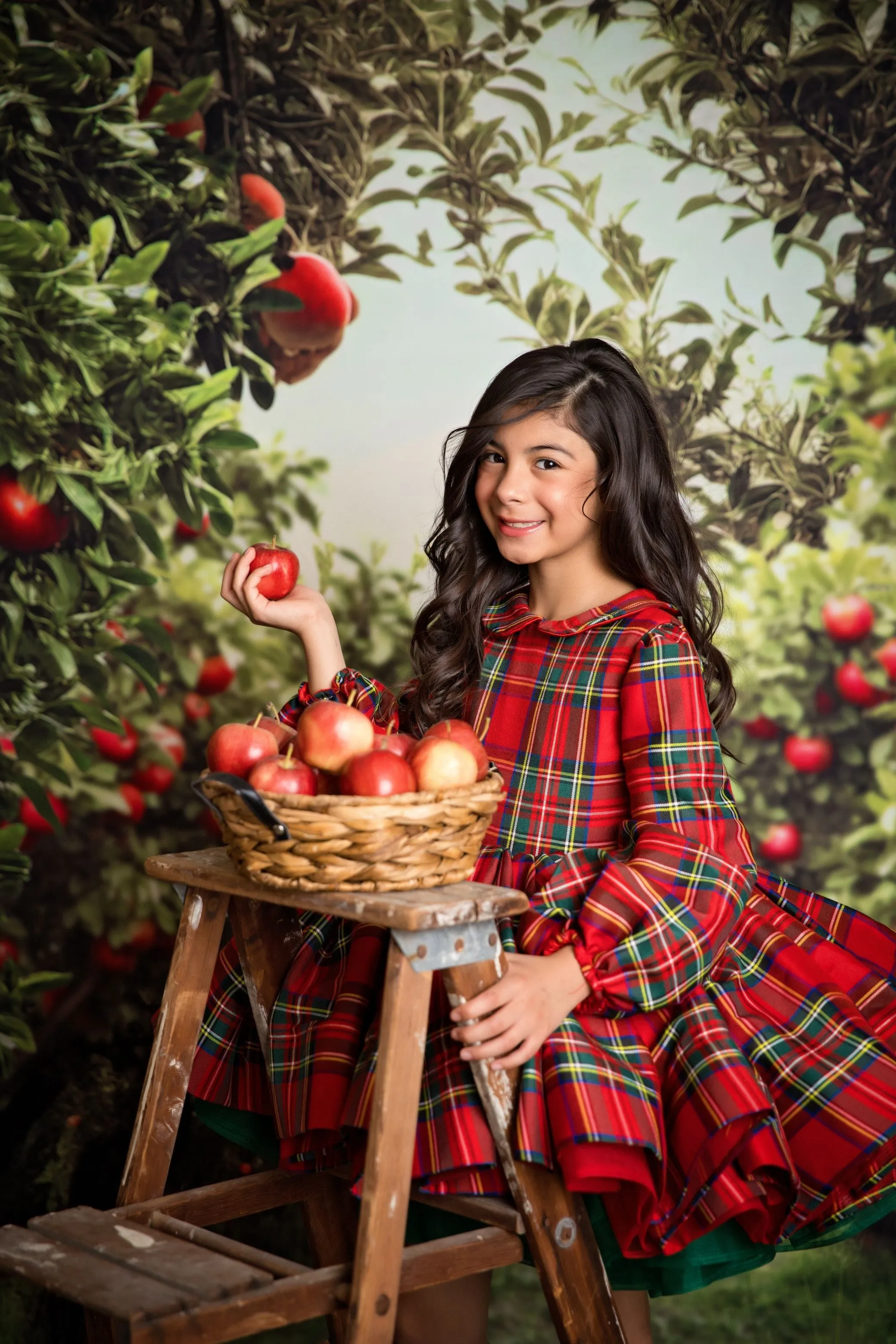 Couture gown rental: "Darling Plaid" Red Vintage Dress Sleeve ( 5 Year - Petite 6 Year)