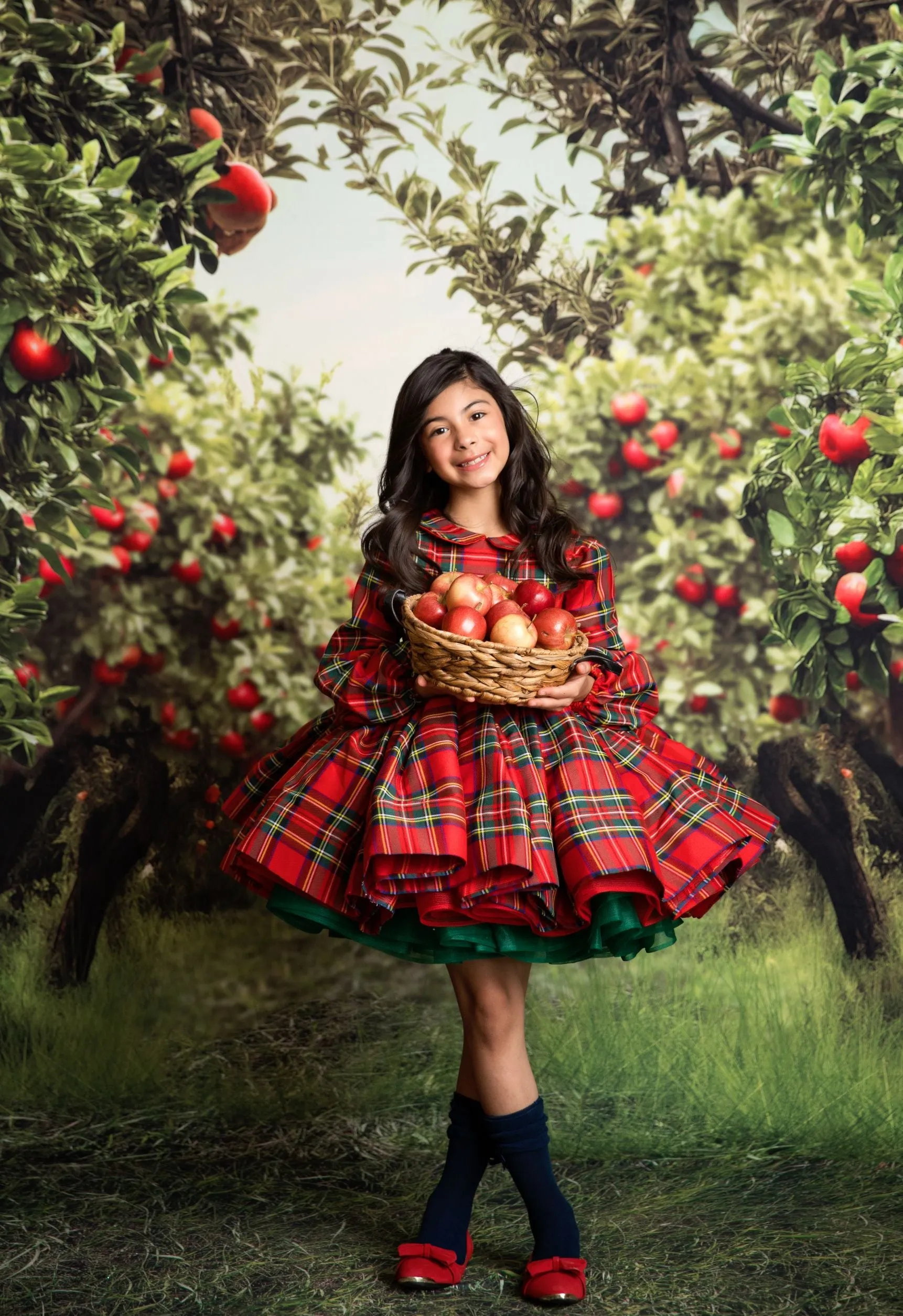 Couture gown rental: "Darling Plaid" Red Vintage Dress Sleeve ( 5 Year - Petite 6 Year)