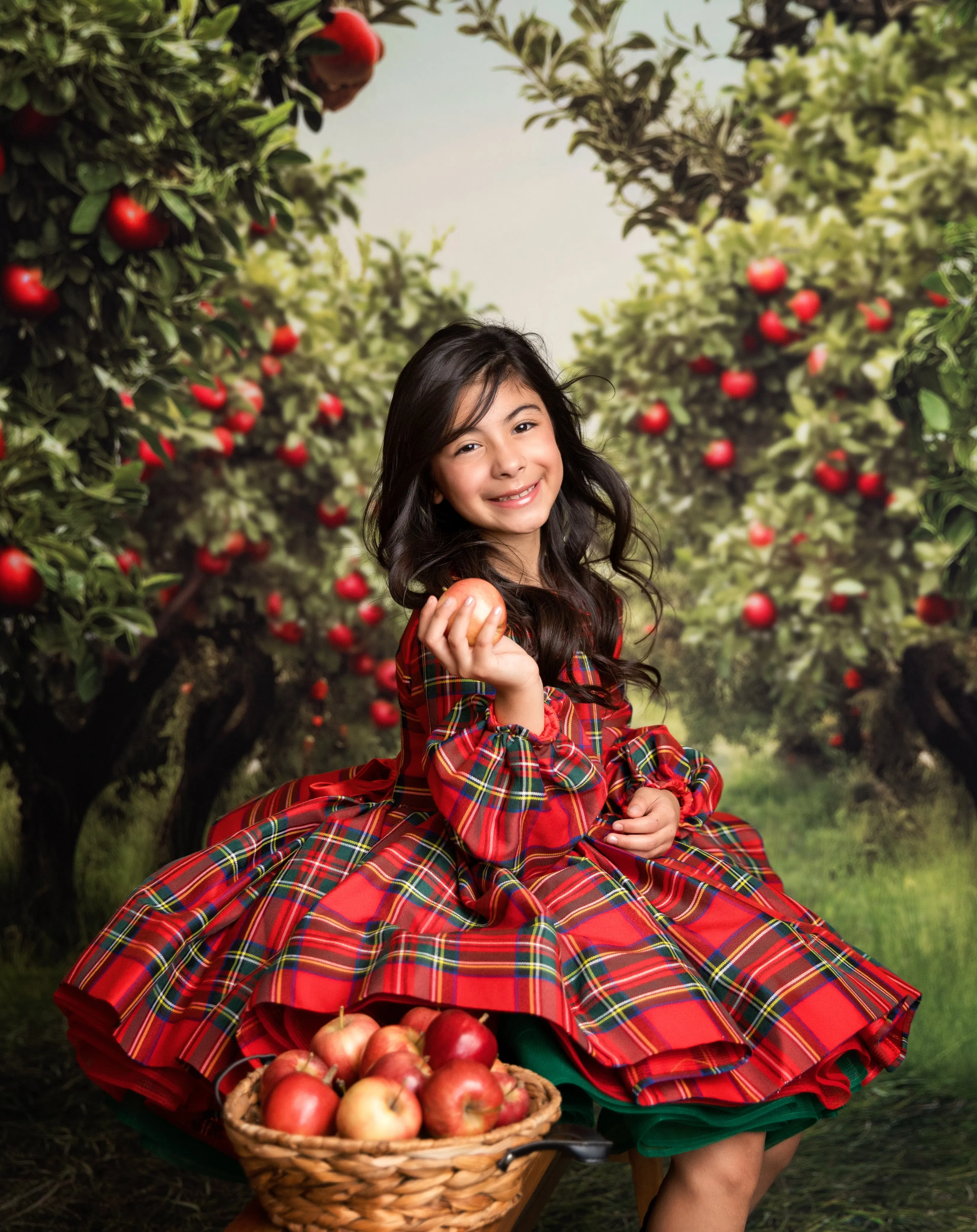 Couture gown rental: "Darling Plaid" Red Vintage Dress Sleeve ( 5 Year - Petite 6 Year)