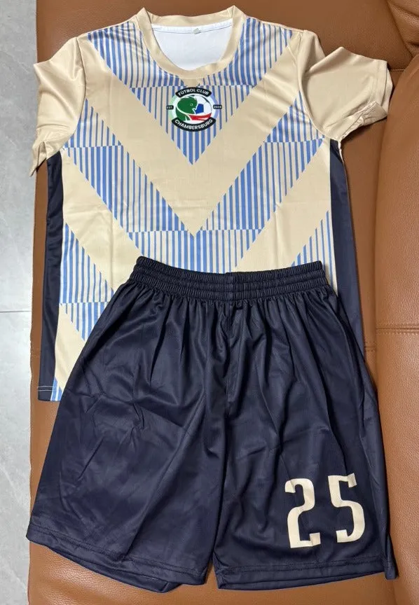Custom Design Beige Blue Gradient Soccer Uniform