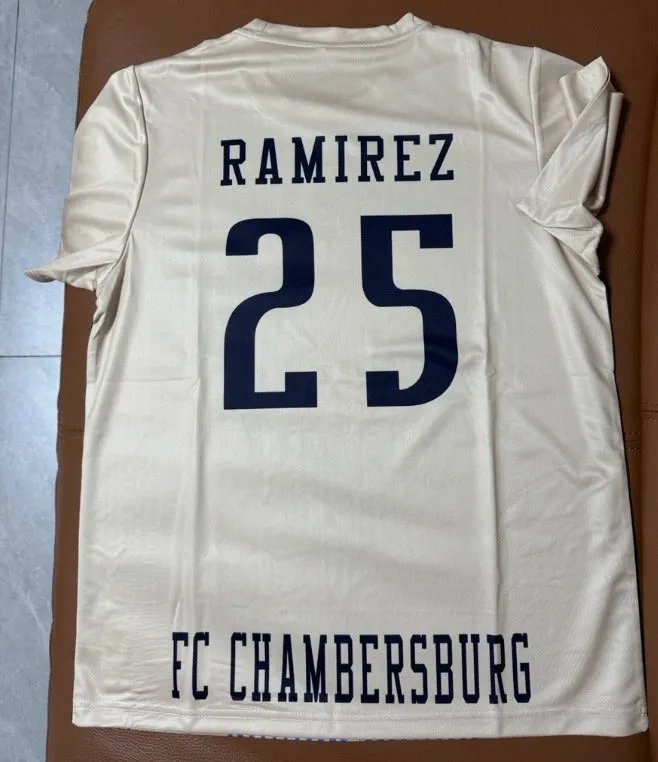 Custom Design Beige Blue Gradient Soccer Uniform