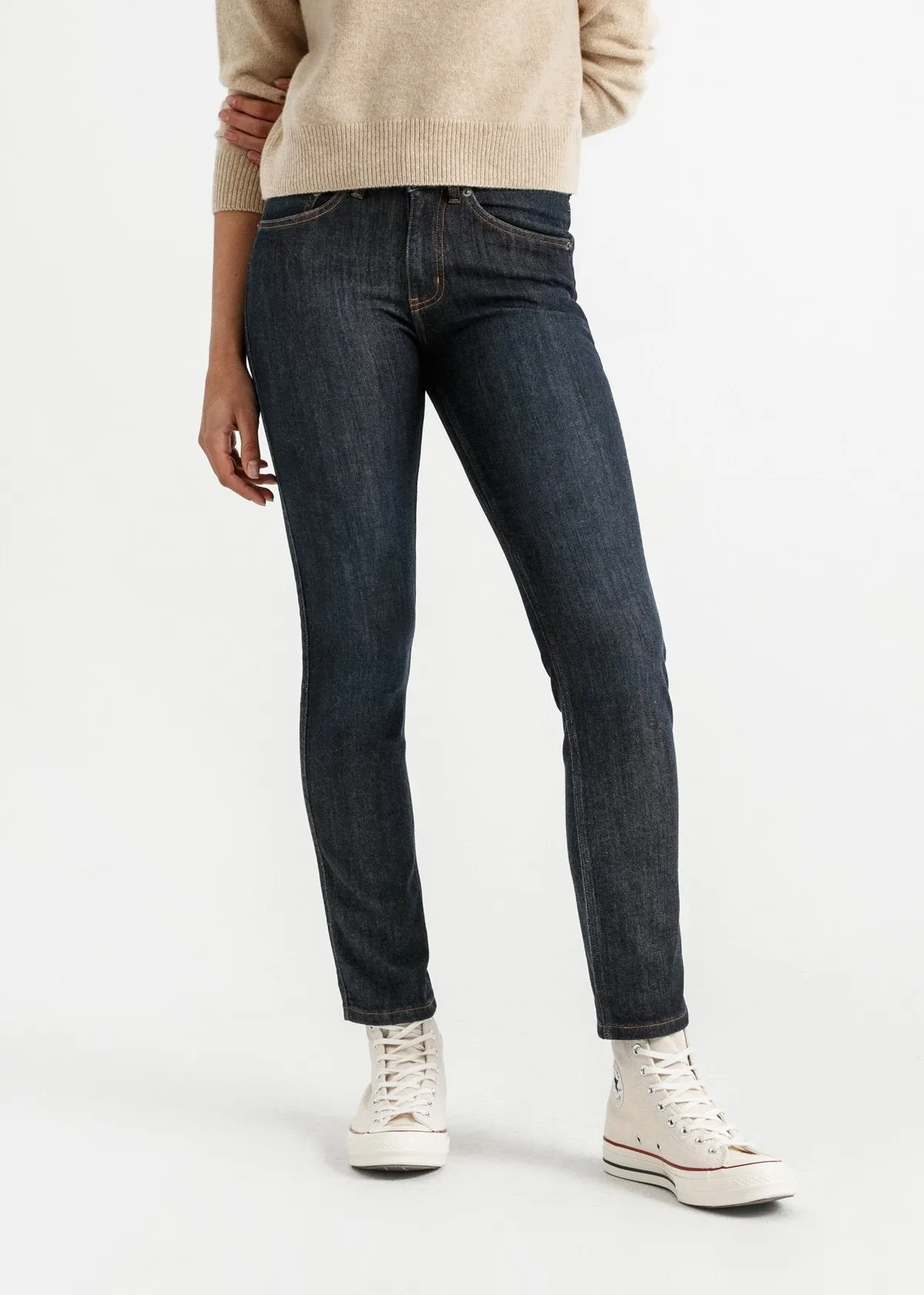 Fireside Denim Mid Rise Slim Straight - Dark Stone