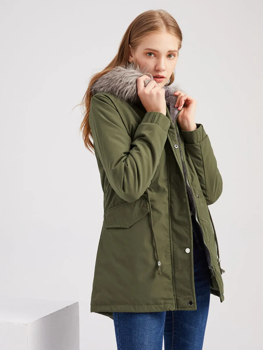 Fur-Lined Hooded Winter Jacket