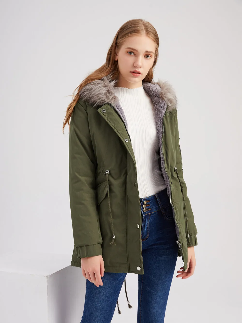 Fur-Lined Hooded Winter Jacket