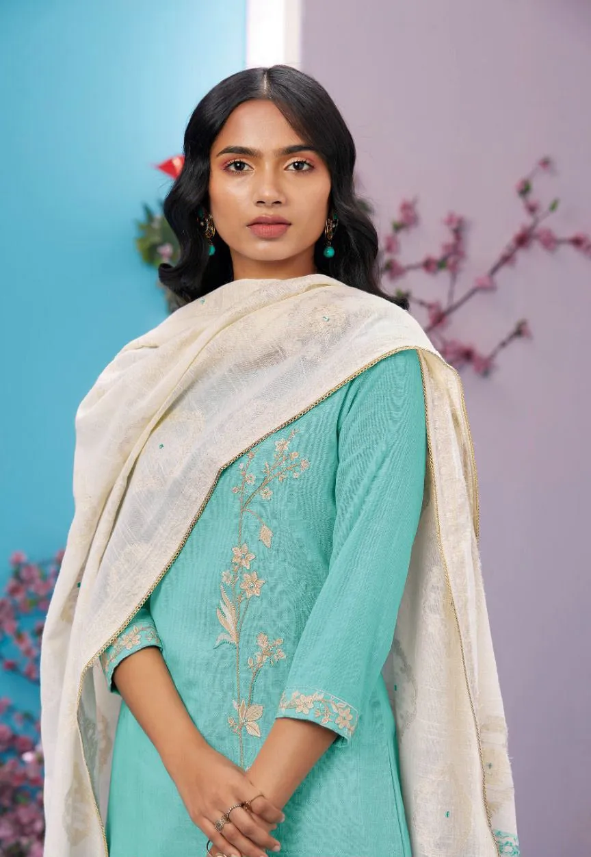 Ganga Pure Cotton Linen Unstitched Salwar Suit Dress Material
