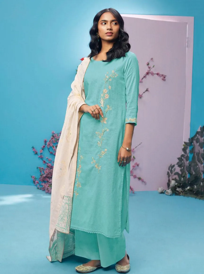 Ganga Pure Cotton Linen Unstitched Salwar Suit Dress Material