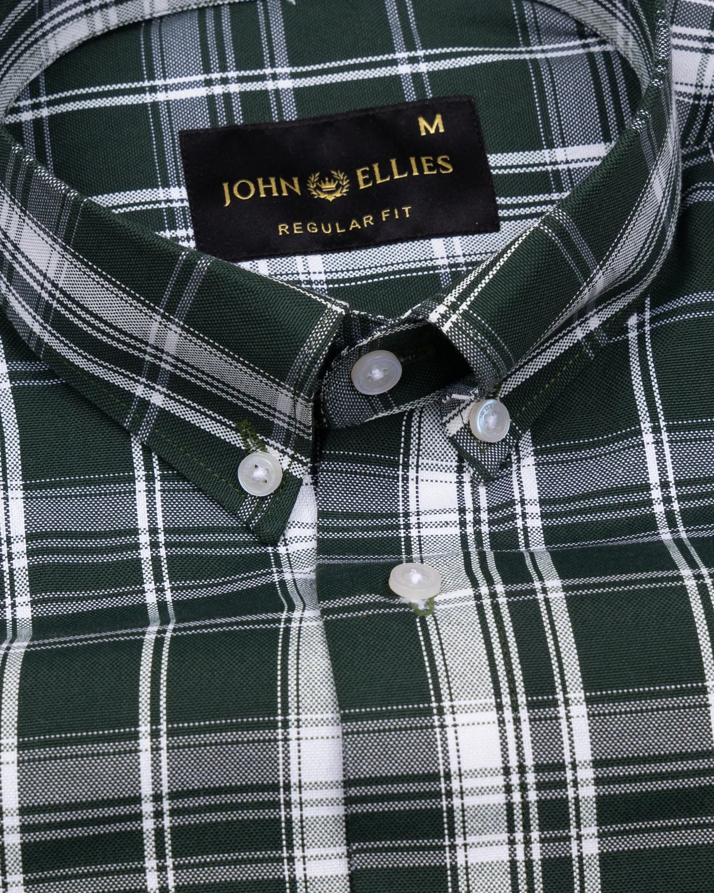 Kentar Green Plaid Button Down Cotton Shirt
