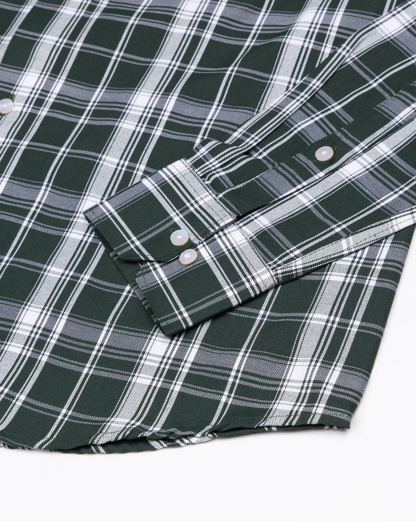 Kentar Green Plaid Button Down Cotton Shirt