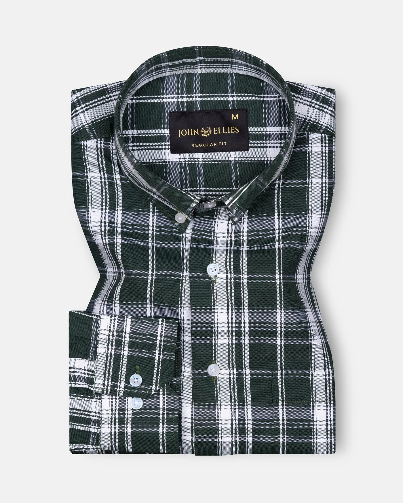 Kentar Green Plaid Button Down Cotton Shirt