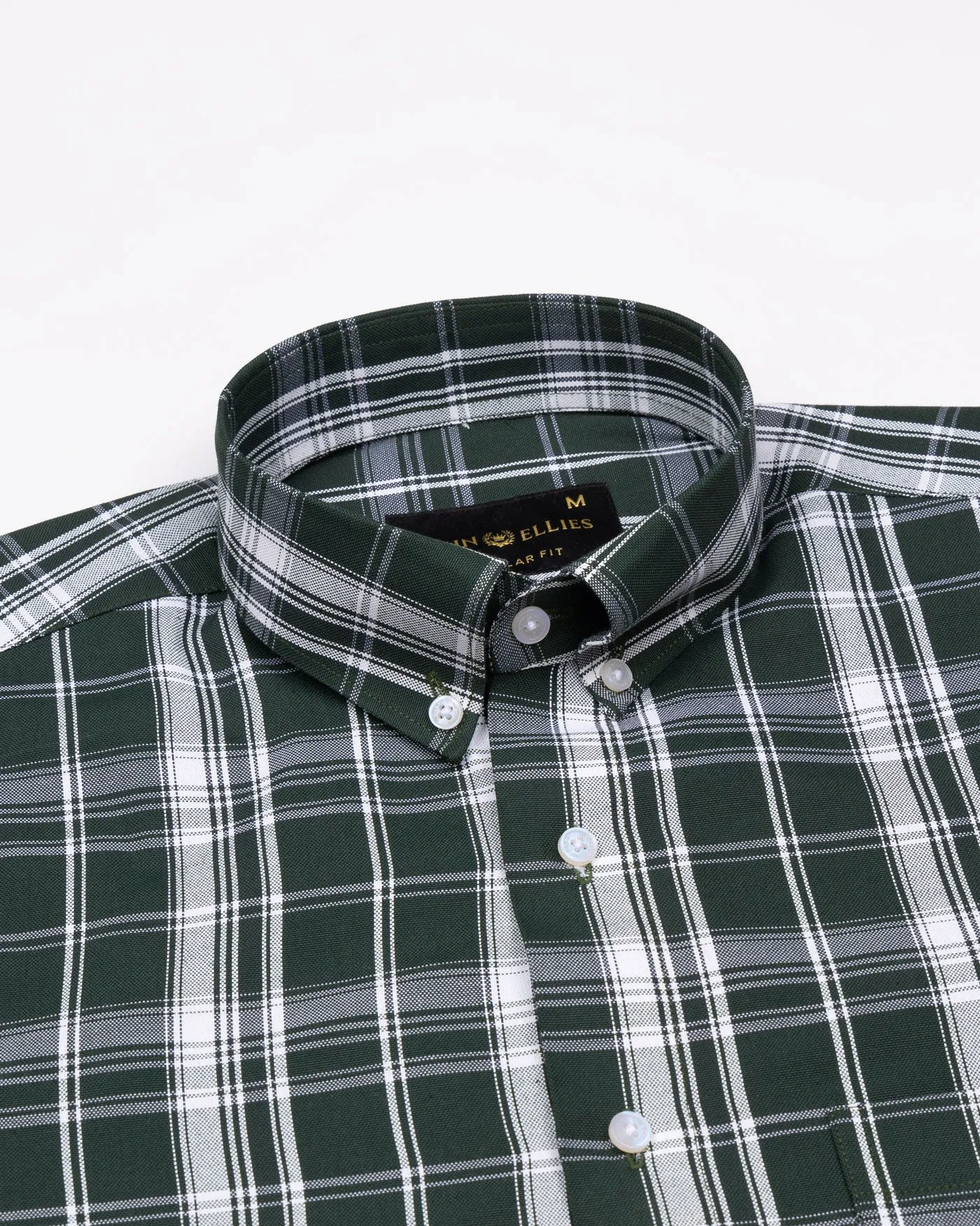Kentar Green Plaid Button Down Cotton Shirt