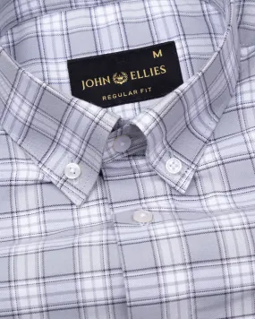 Kentar Grey Plaid Button Down Cotton Shirt