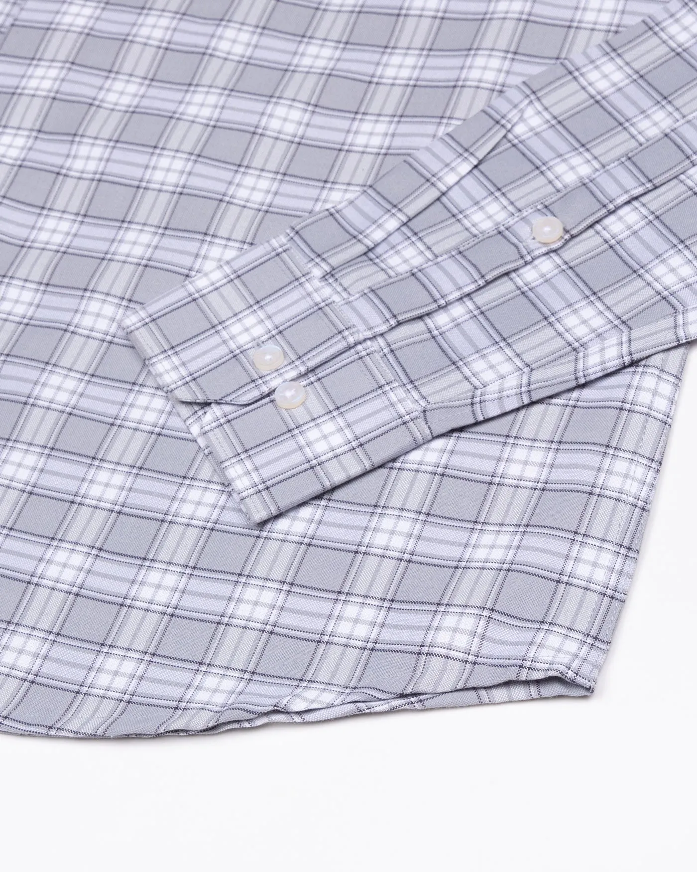 Kentar Grey Plaid Button Down Cotton Shirt