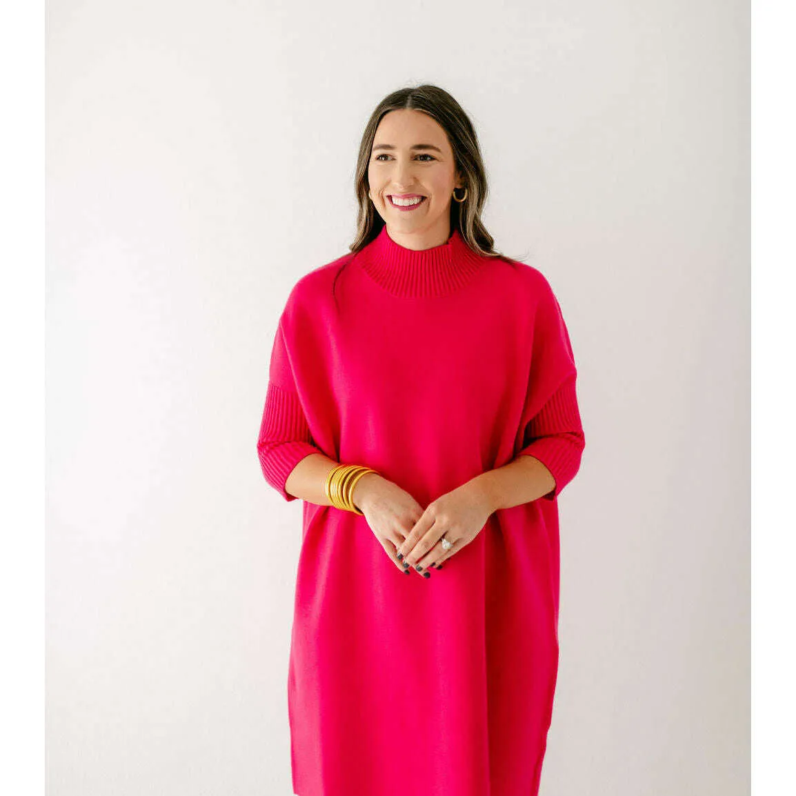 Kerisma Knits Aja Sweater Dress in Super Pink